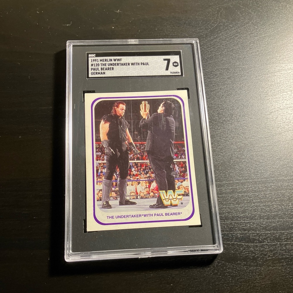 1991 Merlin WWF Undertaker With Paul Bearer RC #120 German Print SGC 7 Rare